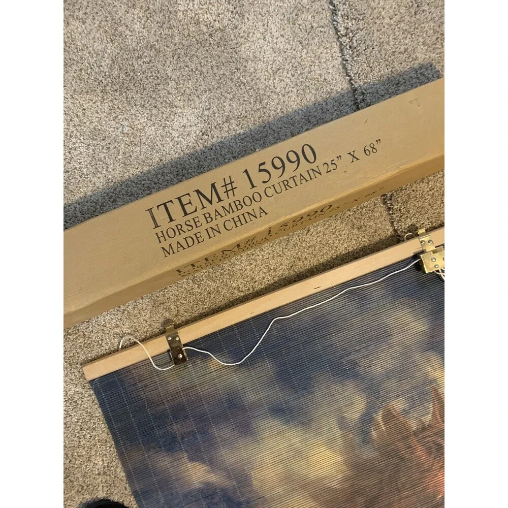 Bamboo Roll Up RomanShade/ Blind With Horses Sunshade Screen New in Original Box